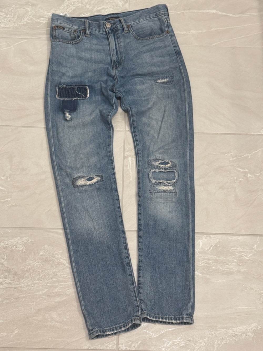Polo Ralph Lauren Vintage Distressed Jeans Youth Light Wash Denim